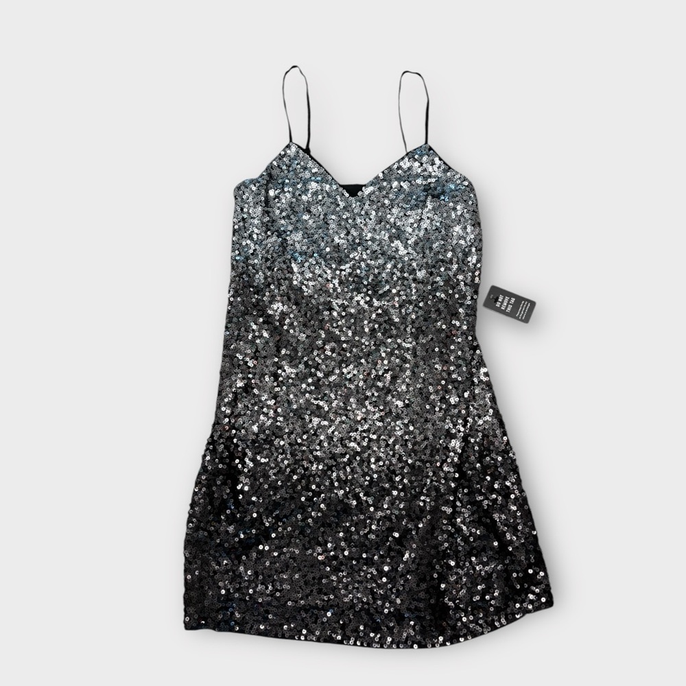 NWT EXPRESS Silver/Black Sequin Dress